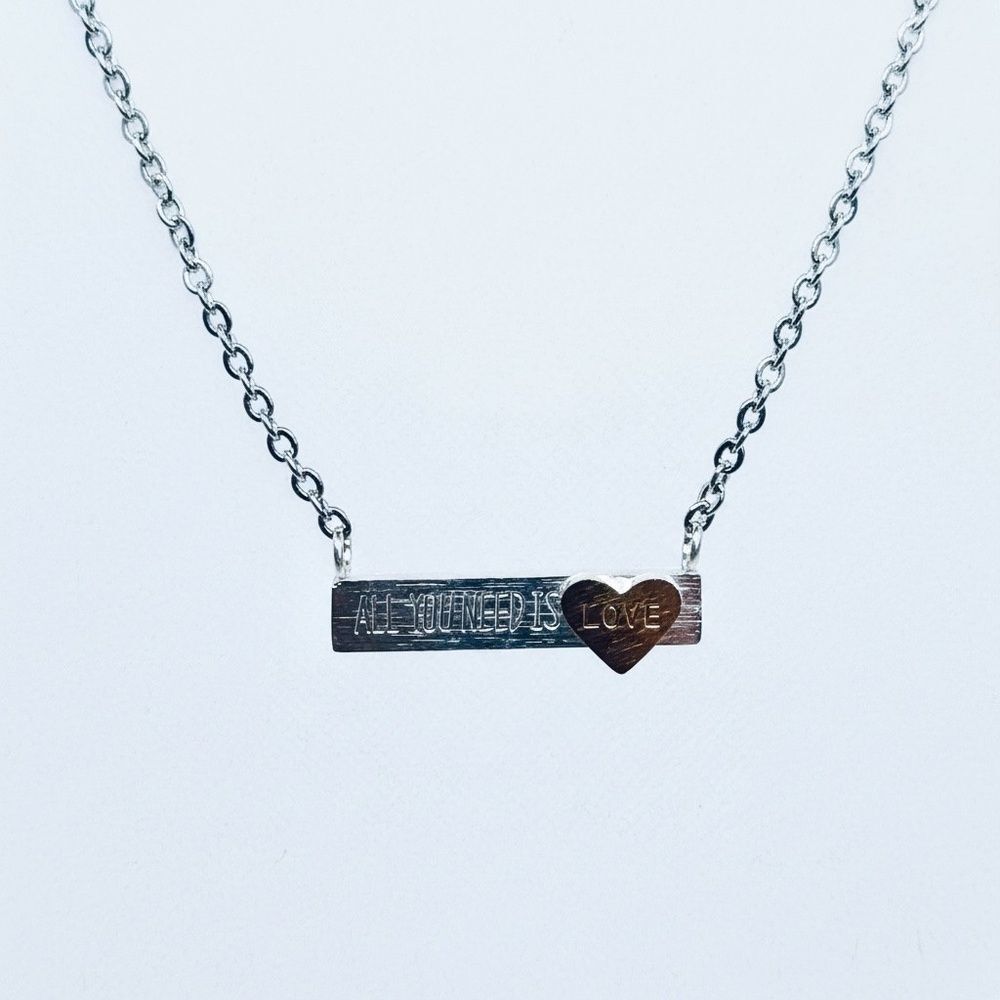 Indio Jewelry Silver All You Need is Love Bar Necklace #226 - Picture 7 of 7
